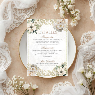 Boho Wedding Details in Spanish Thank You Card