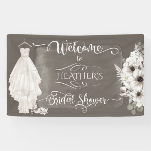 Boho Wedding Dress Casual Watercolor Bridal Shower Banner