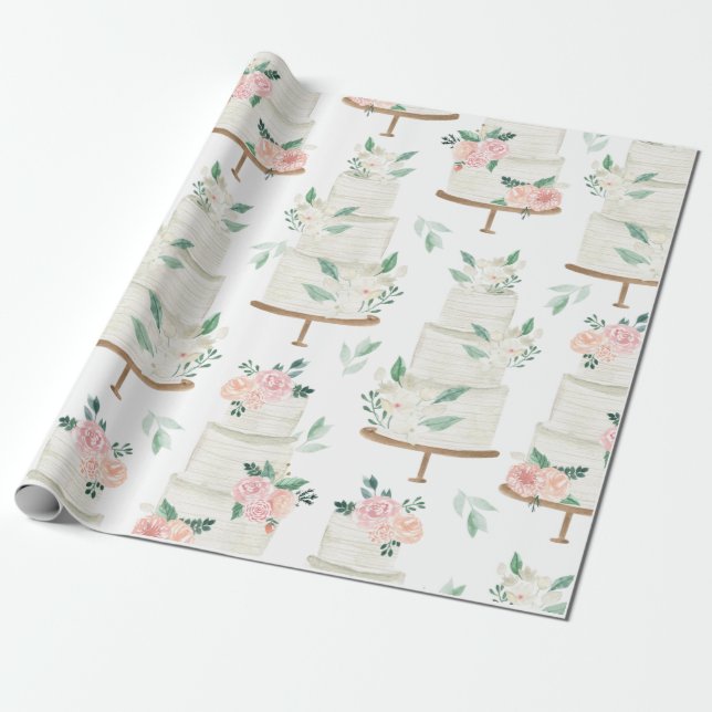 Boho Wedding Elegant Watercolor Wrapping Paper (Unrolled)