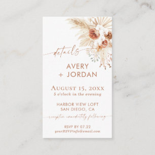Boho Wedding Events Card   Pampas Grass
