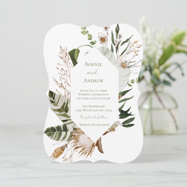 Boho Wedding fall invitation  (Standing Front)