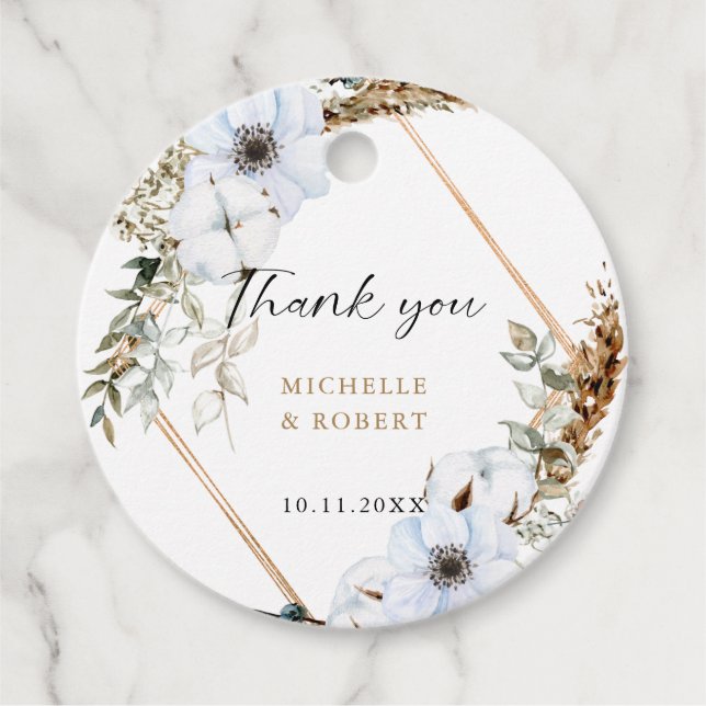 Boho Wedding Frame Elegant Floral Fall Wedding  Favour Tags (Front)