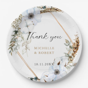 Boho Wedding Frame Floral Fall Wedding Elegant  Paper Plate
