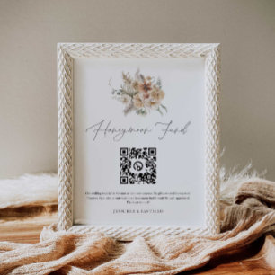 Boho Wedding Honeymoon Fund QR Code Sign 