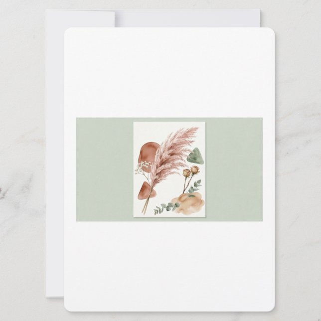 Boho Wedding Invitation | Terracotta Pampas Grass  (Front)