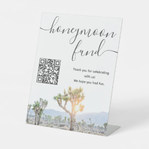 Boho Wedding Joshua Tree Honeymoon Fund QR Code Pedestal Sign