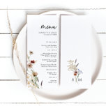 Boho Wedding Menu<br><div class="desc">This stylish & elegant wedding menu features gorgeous hand-painted watercolor wildflowers arranged as a lovely bouquet perfect for spring,  summer,  or fall weddings. Find matching items in the White Boho Wildflower Wedding Collection.</div>