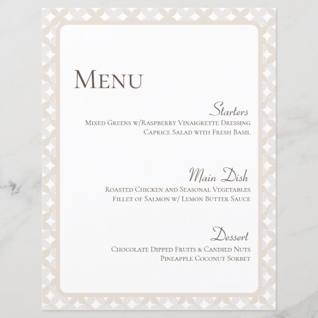 Boho Wedding Menu Card 8 1/2" X 11" (Front)