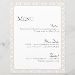 Boho Wedding Menu Card 8 1/2" X 11"