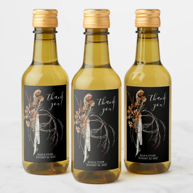 Boho Wedding Mini Wine Bottle Label (Bottles)