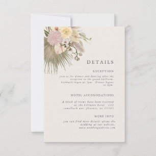 Boho Wedding Pampas Grass Palm Info Invitation
