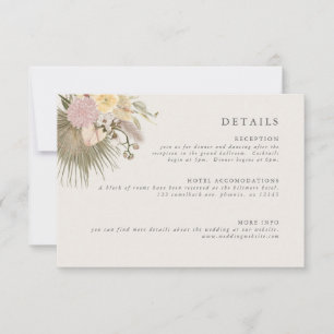 Boho Wedding Pampas Grass Palm Info Invitation