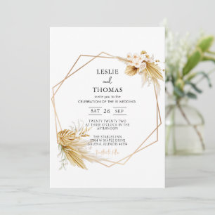 Boho Wedding ,Pampas grass  set, Modern Wedding  Invitation