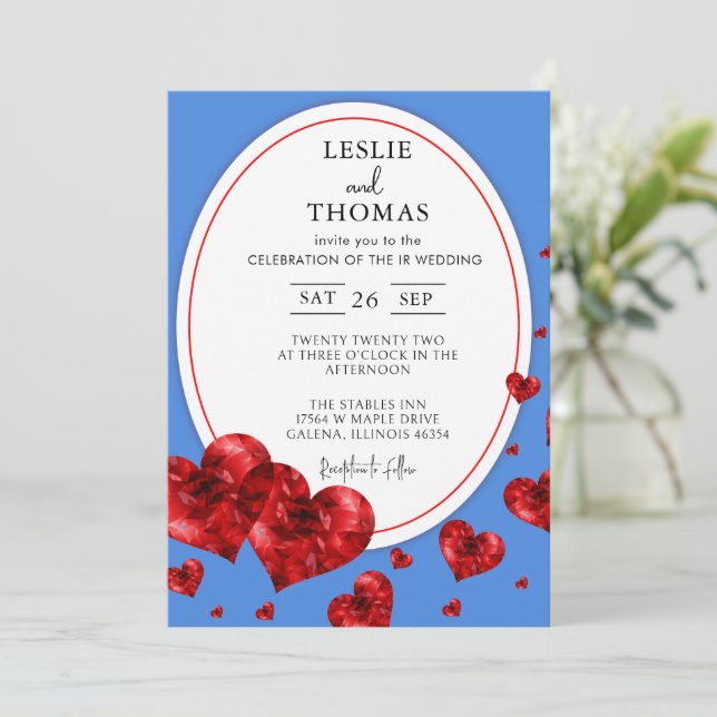 Boho Wedding ,Pampas grass  set, Modern Wedding  Invitation (Standing Front)