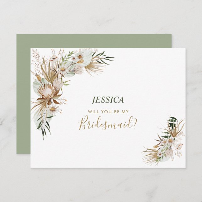 Boho Wedding Party Will you be my Proposal Card (Front/Back)