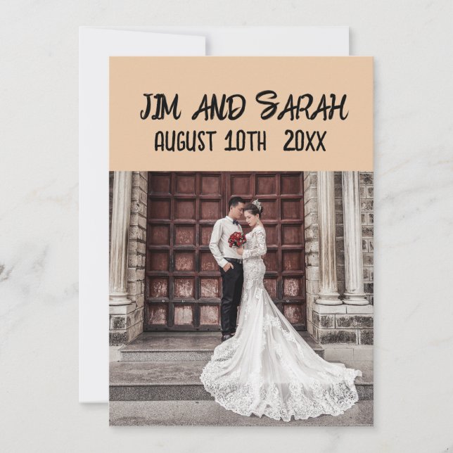 BOHO WEDDING PHOTO MINIMILIST CUSTOM INVITATIONS (Front)