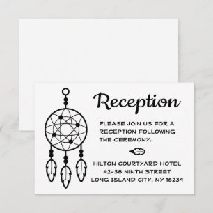 Boho Wedding Reception Dreamcatcher Black White Invitation