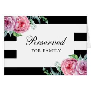 Boho wedding reserved sign. Pink garden flowers