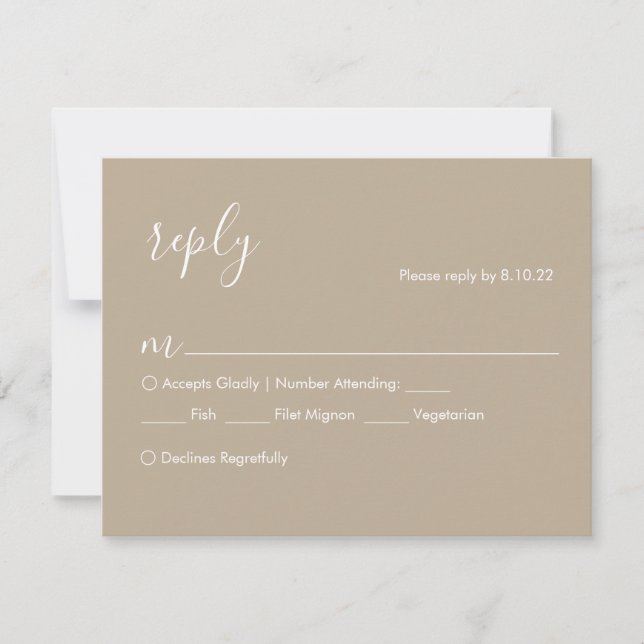 Boho Wedding RSVP Card, Meal Options (Front)