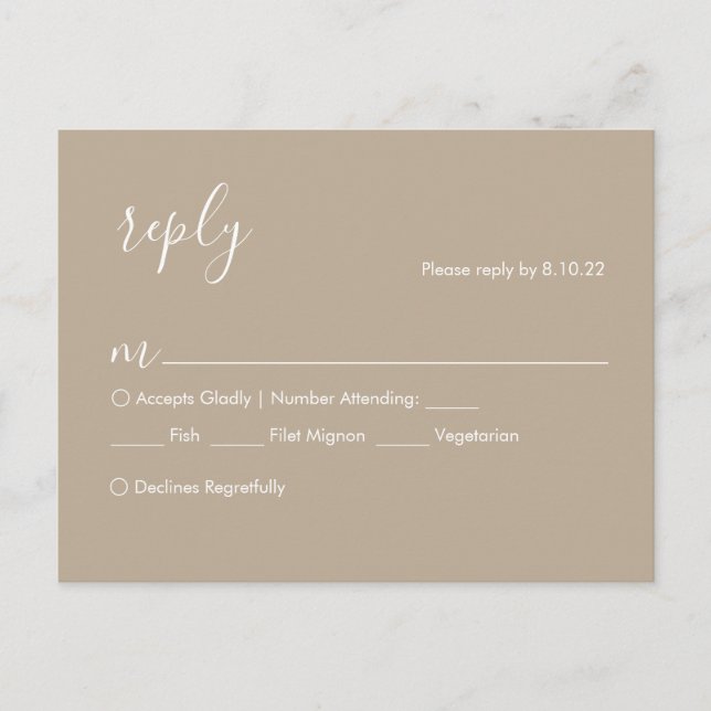 Boho Wedding RSVP Card, Meal Options Postcard (Front)