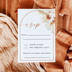 Boho Wedding RSVP Card   Vertical Response Card