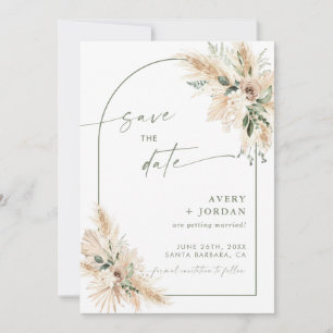 Boho Wedding Save the Date Invite Pampas Grass