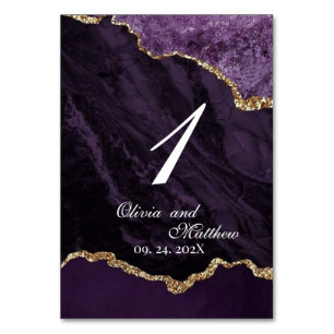 Boho Wedding Scrip Agate Purple and Gold  Table Number