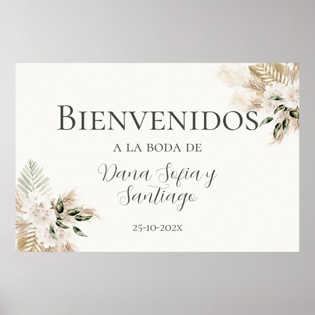 Boho Wedding Spanish Welcome sign (Front)