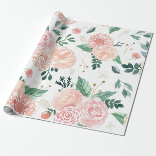 Boho Wedding Spring Watercolor Floral Wrapping Paper