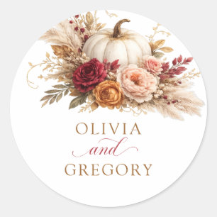Boho Wedding Sticker Pumpkin Floral Fall Rust Edit