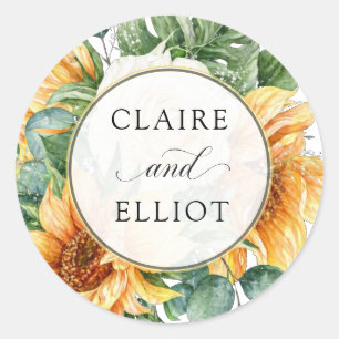 Boho Wedding Sticker Sunflower Floral Rustic