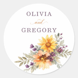 Boho Wedding Sticker Sunflower Floral Rustic Edita