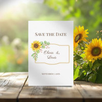 Boho wedding sunflower save the date card