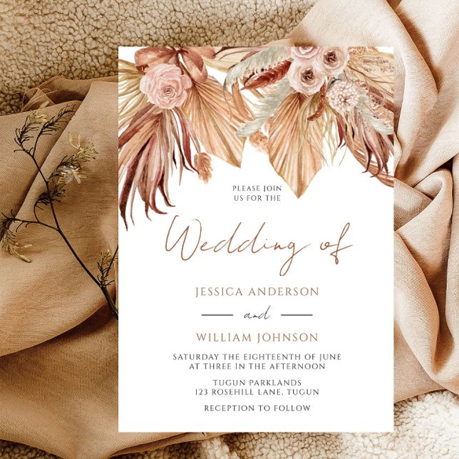 Boho Wedding: Terracotta Dried Floral Bohemian Invitation (Creator Uploaded)