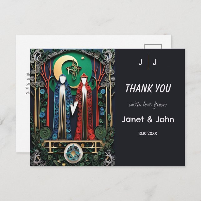 Boho Wedding Thank You  Postcard (Front/Back)