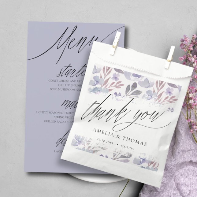 Boho Wedding Thank you Purple Floral Favour Bags (Creator Uploaded)