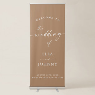 Boho Wedding Welcome Sign, Brown Modern Minimalist Retractable Banner