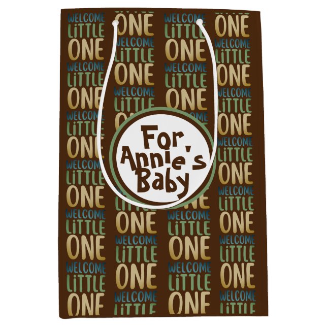 Boho "Welcome Little One" Baby Shower Medium Gift Bag (Front)