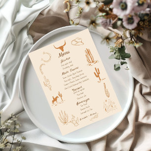 Boho Western Cowboy Cowboy Illustration Wedding  Menu