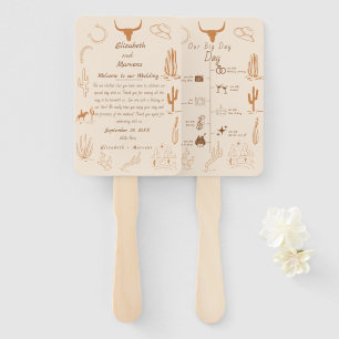 Boho Western Cowboy Illustration  Events Timeline  Hand Fan