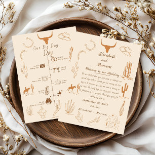 Boho Western Cowboy Illustration Events Timeline Programme