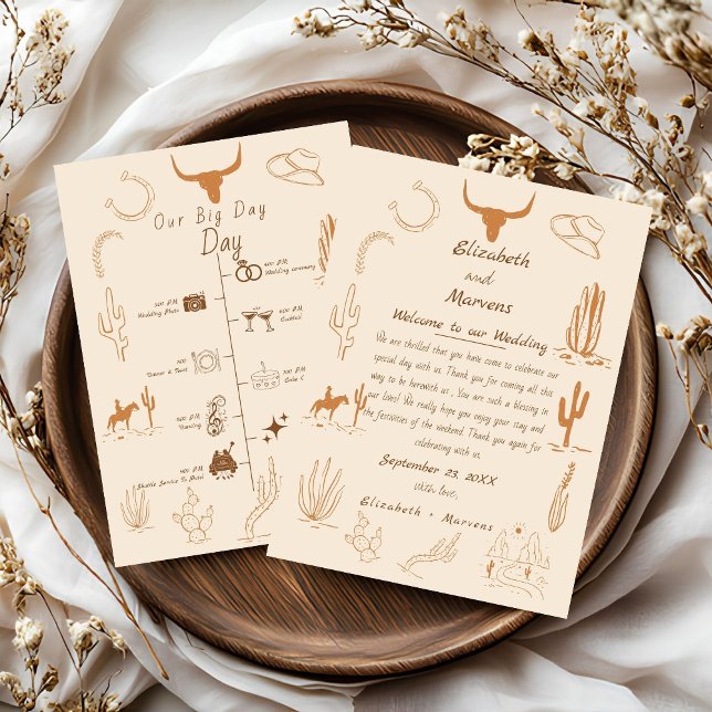 Boho Western Cowboy Illustration  Events Timeline  Programme (Creator Uploaded)