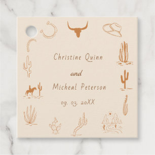 Boho Western Cowboy Illustration Wedding Favour Tags
