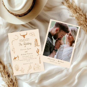 Boho Western Cowboy Illustration  Wedding Invitation
