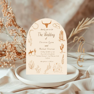 Boho Western Cowboy Illustration  Wedding Invitation