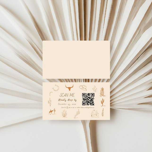 Boho Western Cowboy Illustration Wedding Scan Me  Enclosure Card (Creator Uploaded)