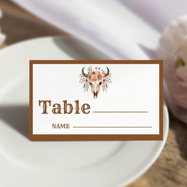 Boho Western Cowboy Monogram  travel theme wedding Place Card (Creator Uploaded)