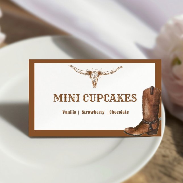 Boho Western Cowboy Wedding buffet Mini cupcake Place Card (Creator Uploaded)