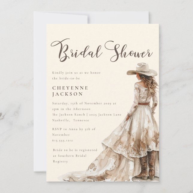 Boho Western Cowgirl Bridal Shower  Invitation (Front)