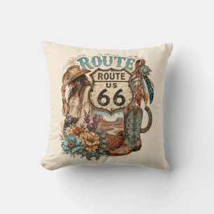 Boho Western Cowgirl Mother Road Accent Cushion